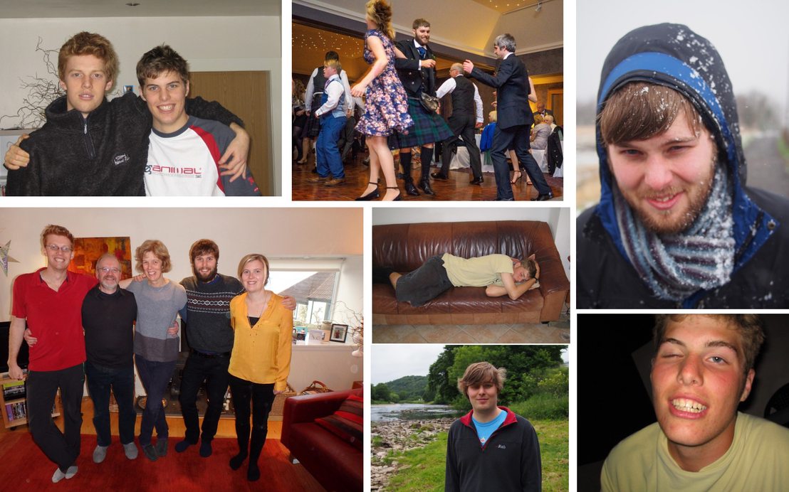 Montage of family photos of Guy