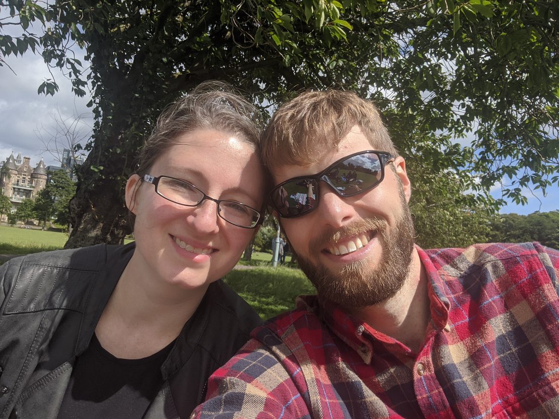 Enjoying the sun and newly wedded bliss.