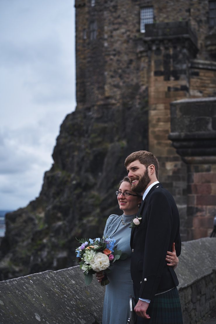 Chelsi and Guy standing on the castle esplanade.