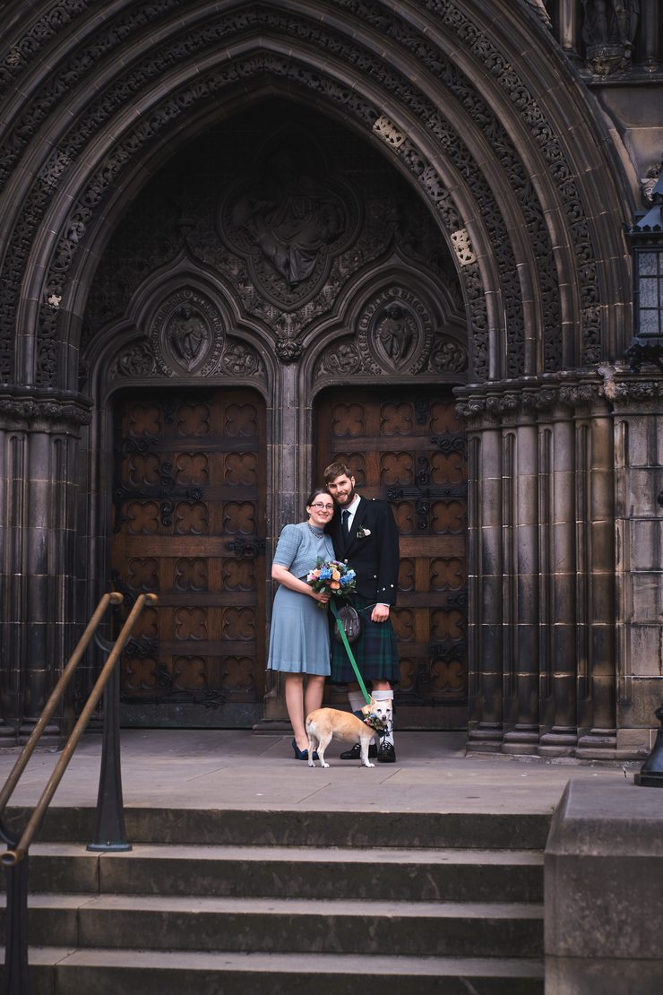 Posing outside St. Giles' Cathedral.
