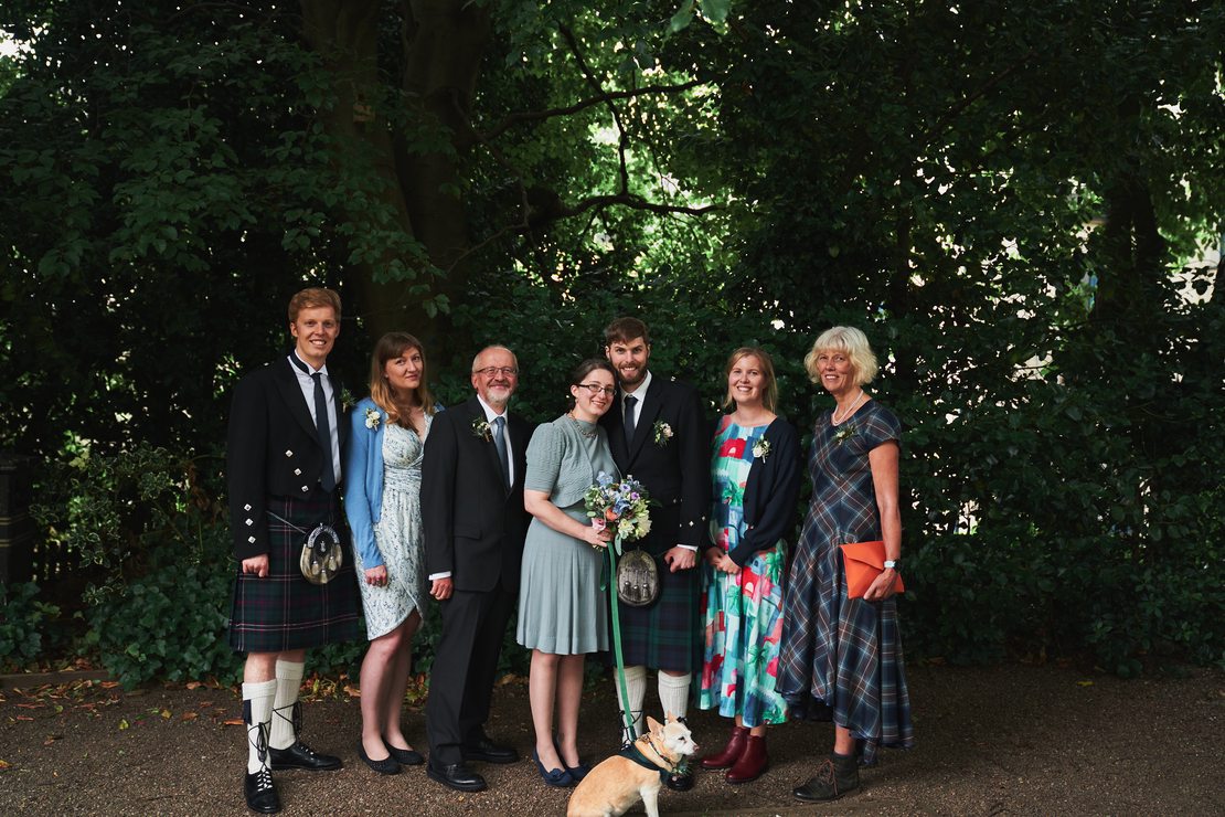 Guy&rsquo;s immediate family with the happy couple.