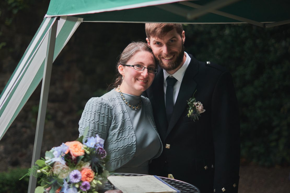 Chelsi and Guy just after signing the wedding register.